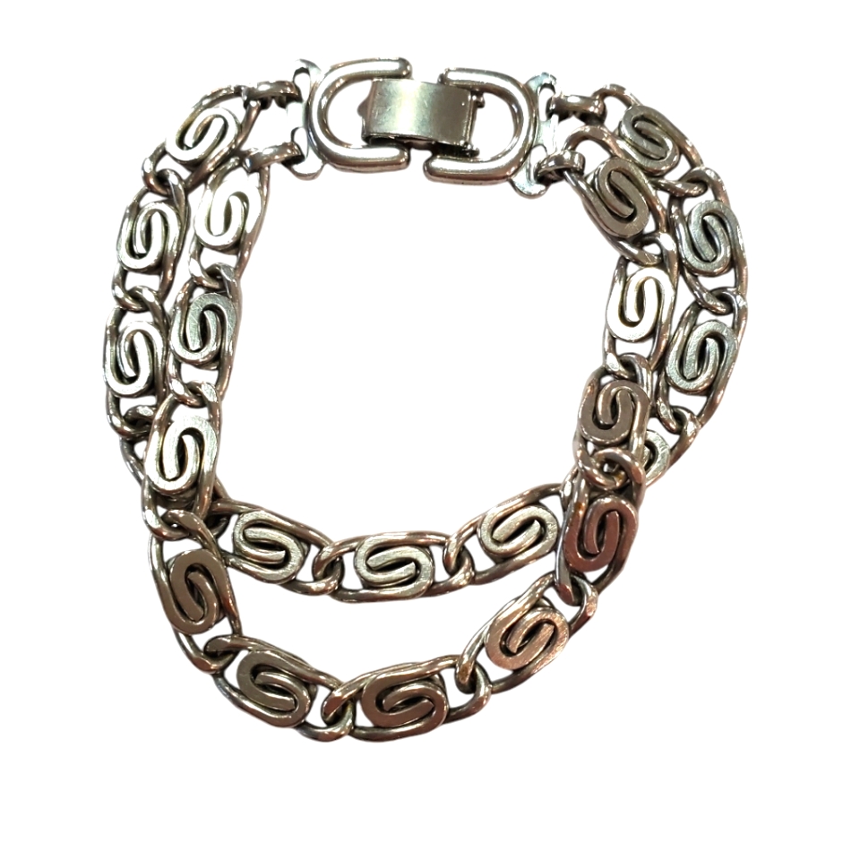 Barclay Vintage Silver Bracelet With Snail Paperclip Links